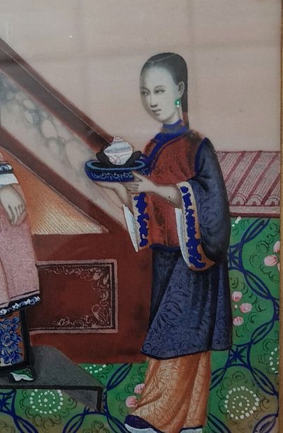 Suite of three gouaches on rice paper.

China...