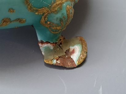 Saleron in enamelled copper, inside glass....