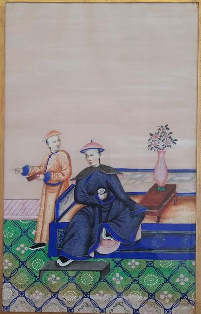Suite of three gouaches on rice paper.

China...