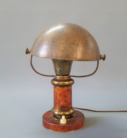 Small hemispherical lampshade lamp in patinated...