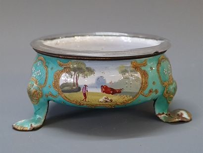 Saleron in enamelled copper, inside glass....