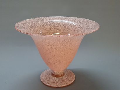 Vase with flared neck on pink speckled glass...