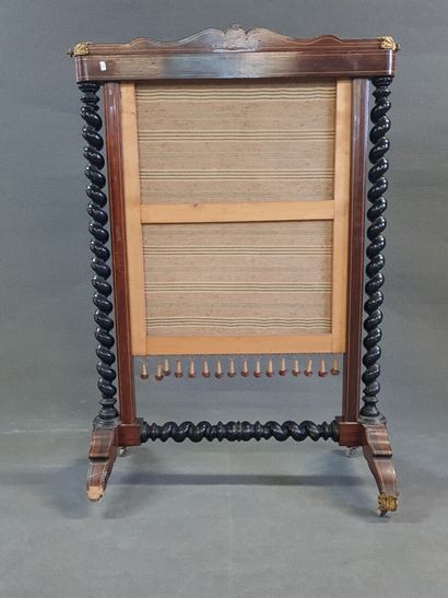 Napoleon III mahogany mantel screen and blackened...
