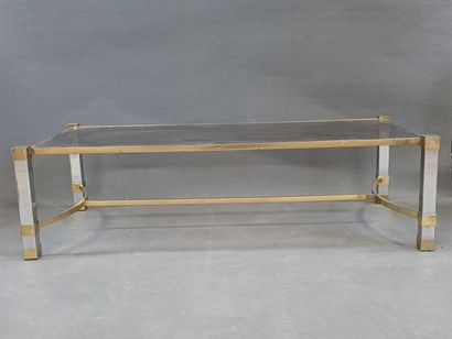 Table basse laiton et métal argenté 1970

36...