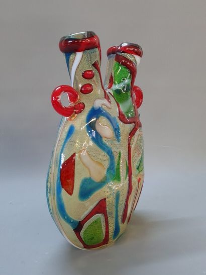 Large vases with two necks made of Murano...