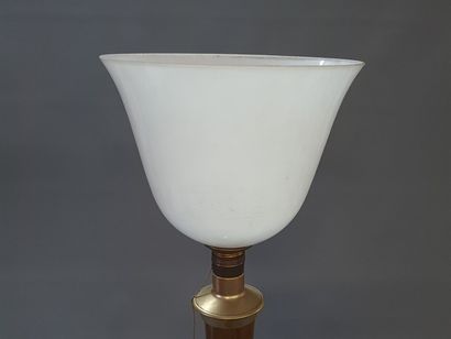 Mazda desk lamp with opal glass shade.

H....