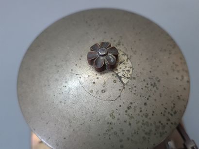 Rare small Japanese lantern clock, in patinated...