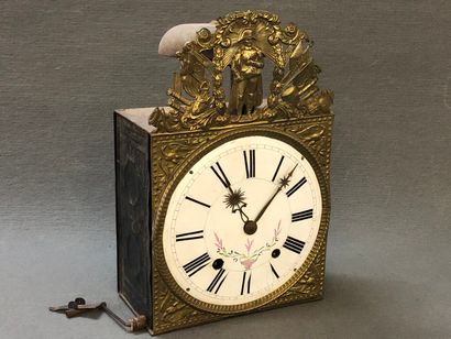 Comtoise clock movement with embossed brass...