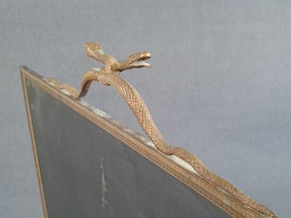 Bronze fire screen with interlaced snakes...