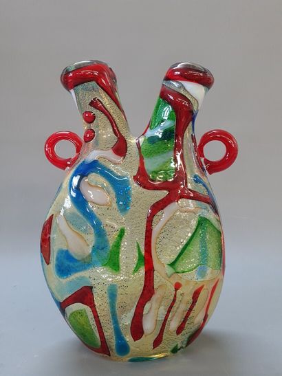 Large vases with two necks made of Murano...
