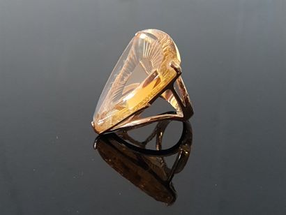 LALIQUE LALIQUE Ring in golden metal and...