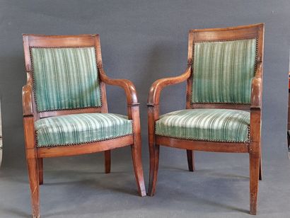 Paire de fauteuils, accotoirs en trompe.

Epoque...