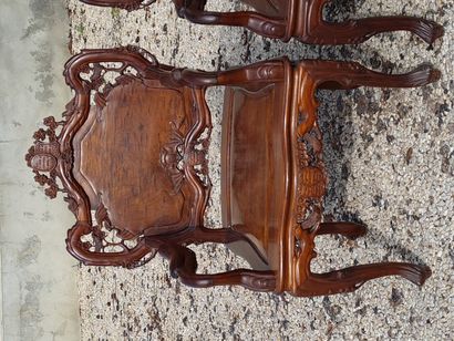 
217 BIS / Suite of four armchairs in exotic...