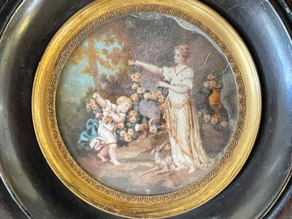 Miniature sur ivoire à vue ronde: femme et...