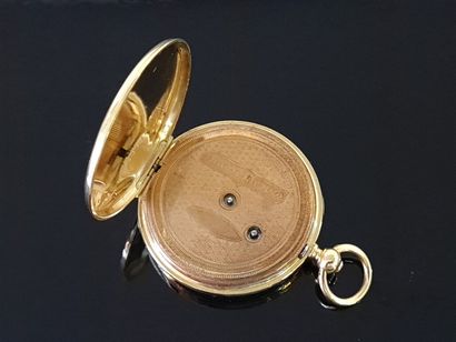 Montre de poche en or 750°/00, poinçon tête...