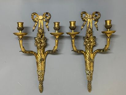 Paire d'appliques en bronze à deux bras de...