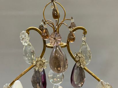 Paire de girandoles en bronze à trois lumières,...