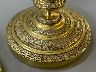Paire de bougeoirs en bronze doré et ciselé,

Epoque...