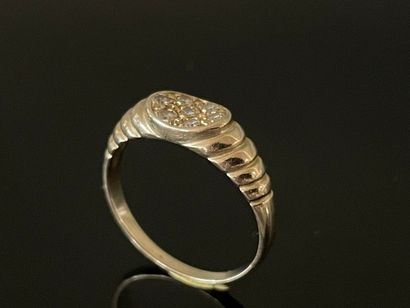 Bague en or gris 750°/00, sertie de petits...