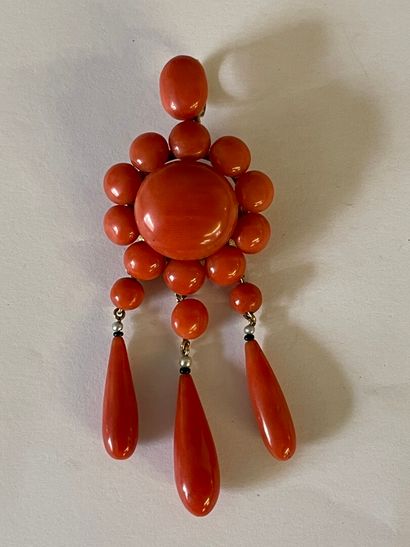 Pendentif-broche en or, serti de cabochons...