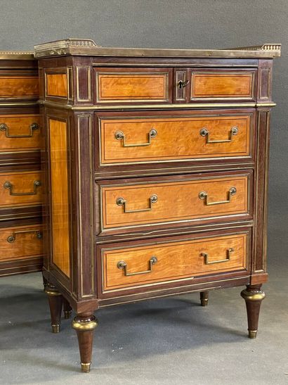 Paire de commodes étroites en placage de...