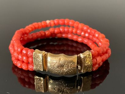 Bracelet de jeune fille fermoir or, à trois...