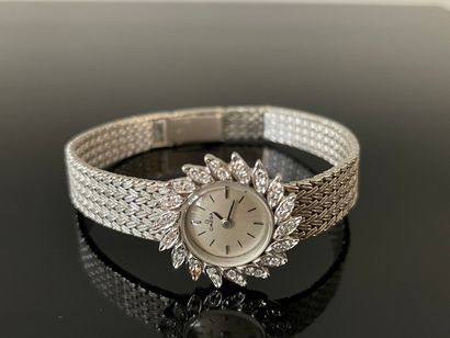 Montre de dame en or gris, cadran serti de...