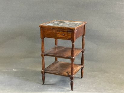 Rafraichissoire en acajou et marbre gris,...
