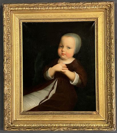 Ecole française XIX° siècle

Bébé emmailloté.

huile...