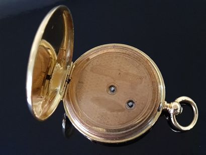 Montre de poche en or 750°/00, poinçon tête...