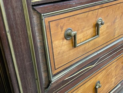 Paire de commodes étroites en placage de...