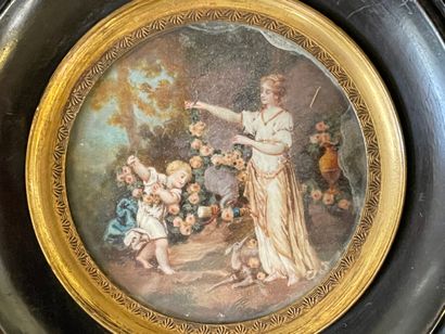 Miniature sur ivoire à vue ronde: femme et...