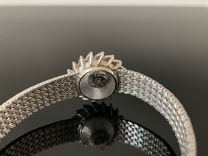 Montre de dame en or gris, cadran serti de...