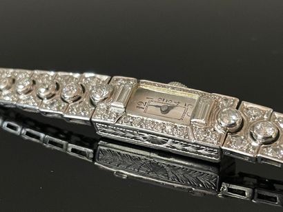 Montre en platine et diamants, bracelet lien...