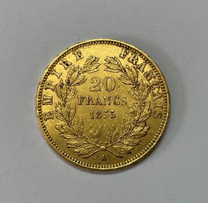 Pièce de 20 francs or Napoléon III 1855.