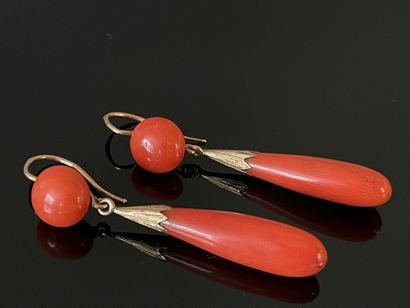 Paire de pendants d'oreille en or 750°/00...
