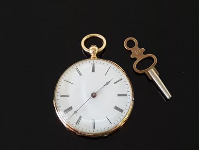 Montre de poche en or 750°/00, poinçon tête...
