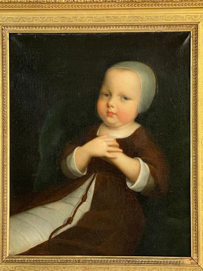 Ecole française XIX° siècle

Bébé emmailloté.

huile...