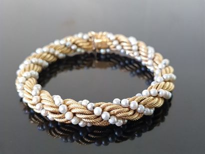 Bracelet souple en or torsadé entrelacé de...