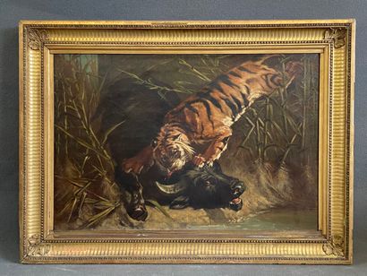 Ecole française XIX°

Tigre chassant un buffle

Grande...