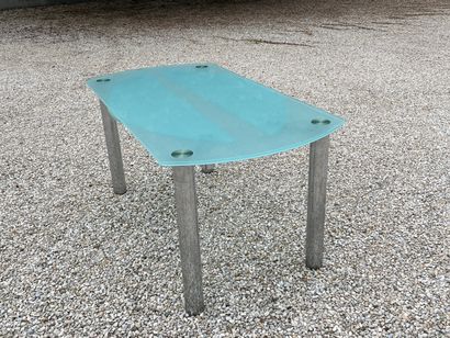 Table moderne, plateau en verre modulable,...