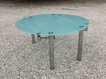 Table moderne, plateau en verre modulable,...