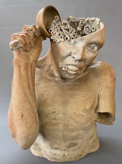 Sculpture contemporaine en grès:

Grand buste...