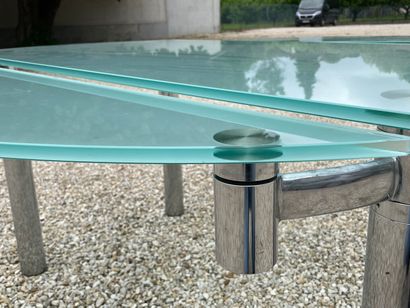 Table moderne, plateau en verre modulable,...