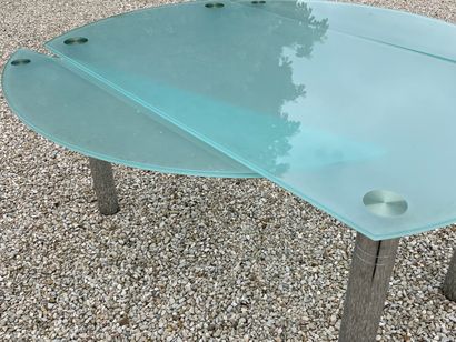 Table moderne, plateau en verre modulable,...