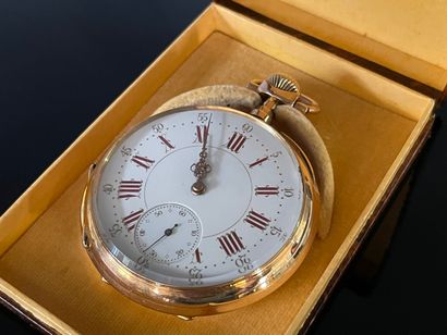 Montre de poche, cadran blanc à index en...