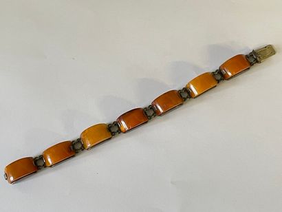 Bracelet en gourmette à plaques d'ambre,...