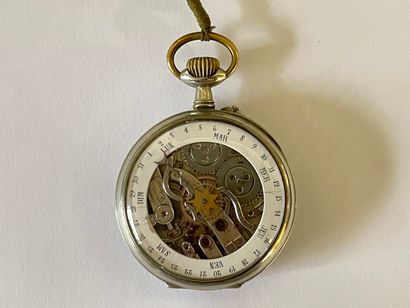 Montre de poche en métal à cadran double...