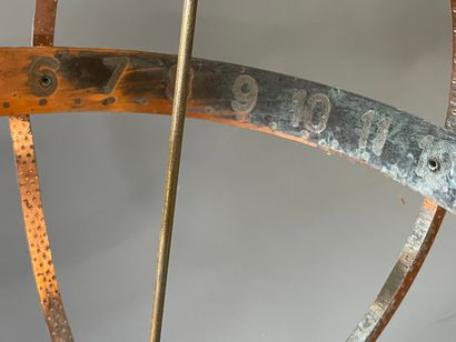 Sphère armillaire en cuivre , sur pied en...