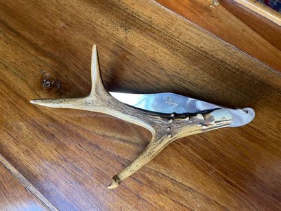 Couteau pliant en bois de cerf. 

L: 19 ...